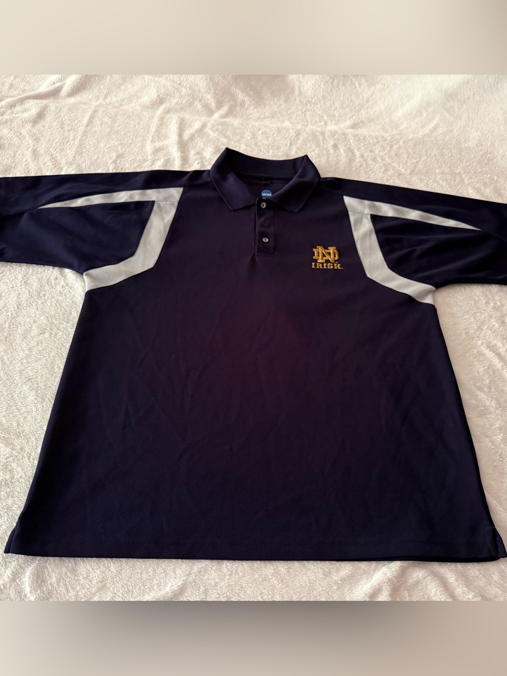 NCAA Notre Dame Navy Blue Fighting Irish Polo Style Shirt L  Football 🏈 College